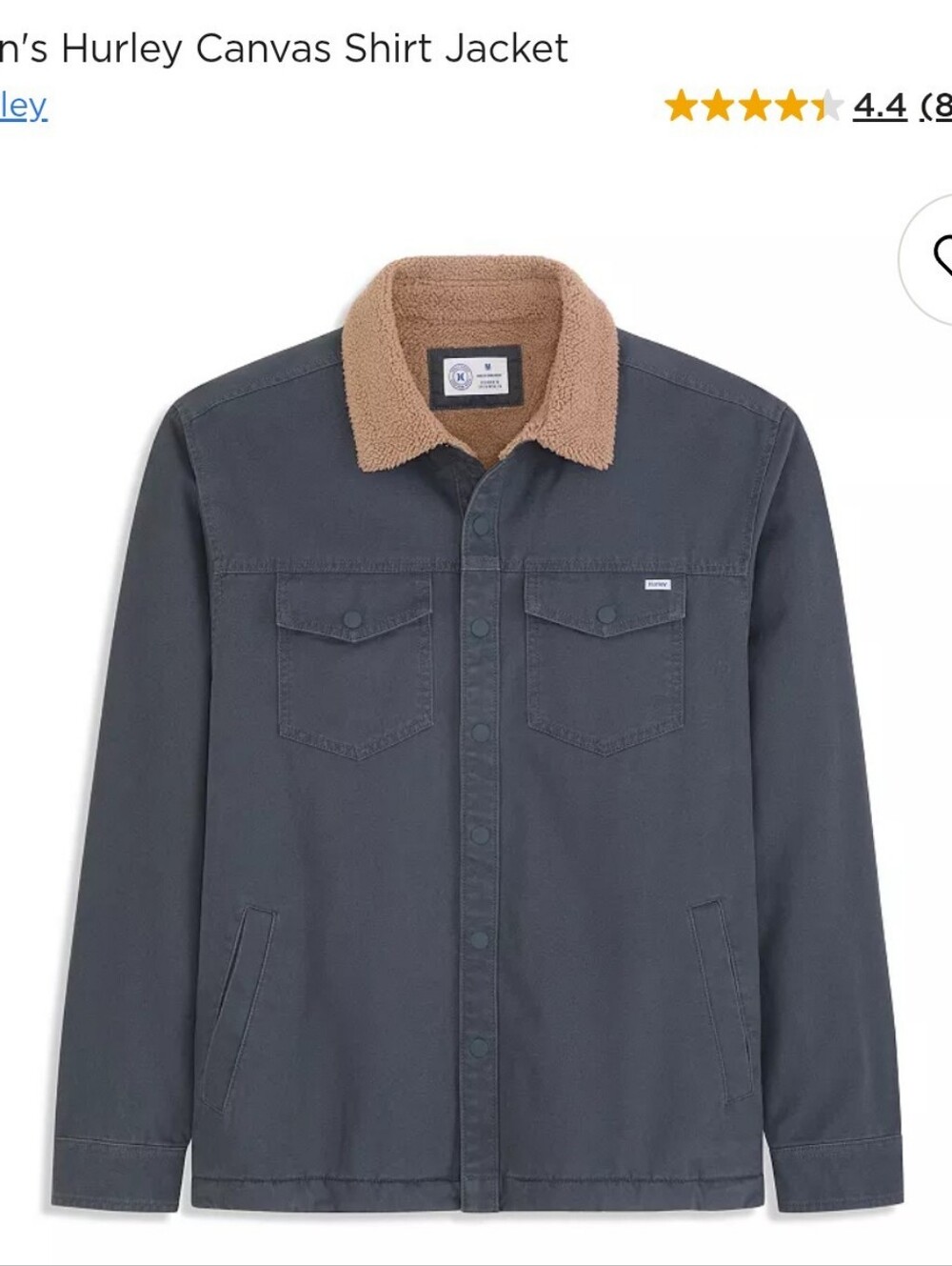 Hurley Gray Jacket with Tan Sherpa Collar - Picture 7 of 7